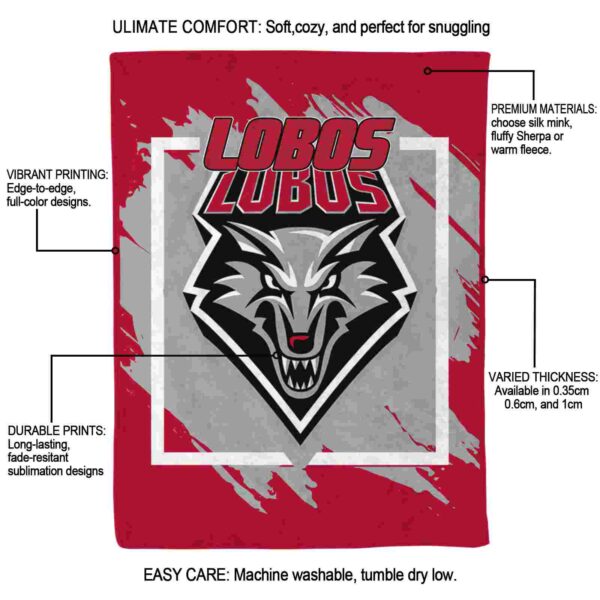 new mexico lobos splatter effect red blanket new arrival