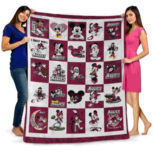 new mexico state aggies mickey minnie crimson white blanket fashion forward