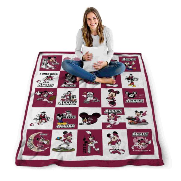 new mexico state aggies mickey minnie crimson white blanket high quality