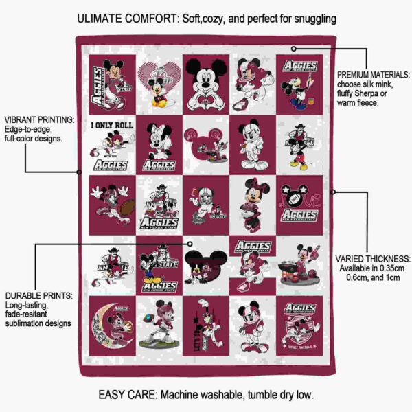 new mexico state aggies mickey minnie crimson white blanket new arrival