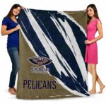 new orleans pelicans brushstrokes navy white blanket fashion forward