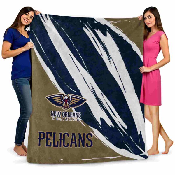 new orleans pelicans brushstrokes navy white blanket fashion forward