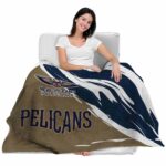 new orleans pelicans brushstrokes navy white blanket latest model