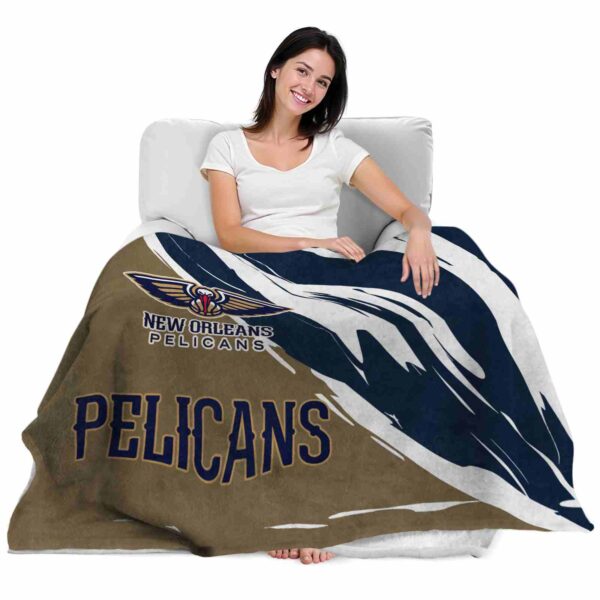 new orleans pelicans brushstrokes navy white blanket latest model