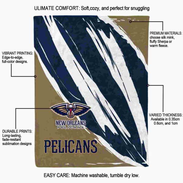 new orleans pelicans brushstrokes navy white blanket new arrival