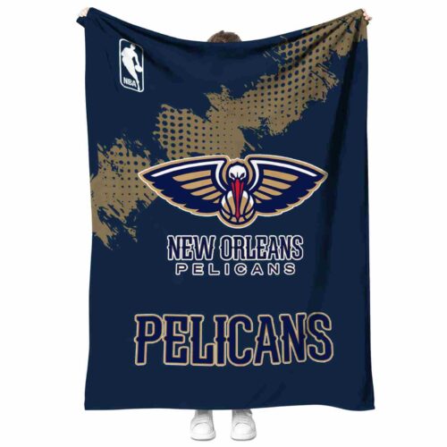 new orleans pelicans grunge texture navy blanket best selling