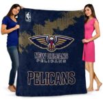 new orleans pelicans grunge texture navy blanket best selling