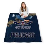 new orleans pelicans grunge texture navy blanket best selling