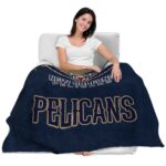 new orleans pelicans grunge texture navy blanket best selling