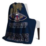 new orleans pelicans grunge texture navy blanket best selling