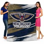 new orleans pelicans paint streaks navy white blanket best selling