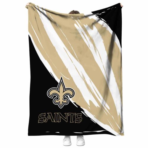 new orleans saints brushstrokes gold white blanket best selling
