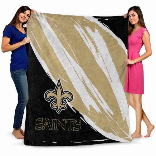 new orleans saints brushstrokes gold white blanket fashion forward
