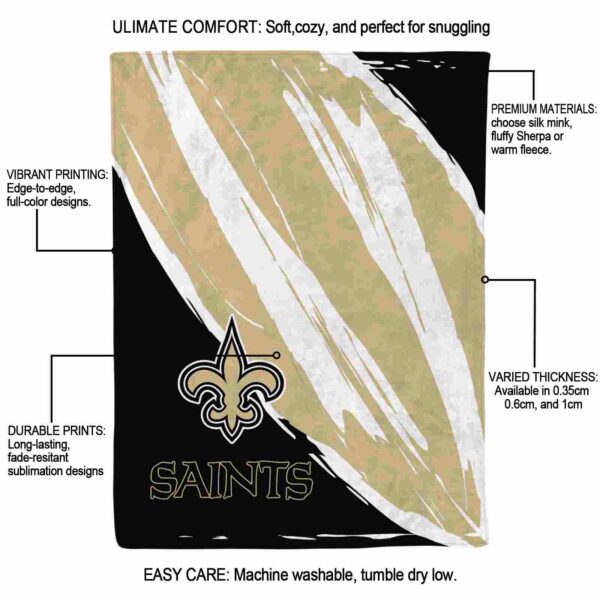 new orleans saints brushstrokes gold white blanket new arrival