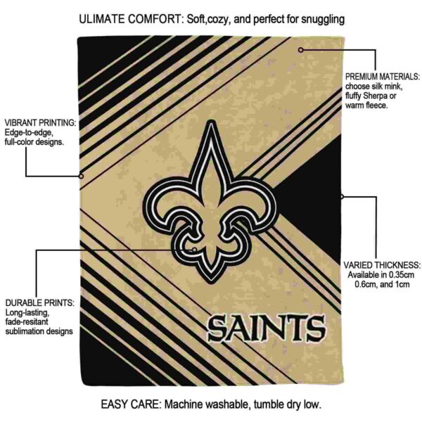 new orleans saints diagonal stripes gold blanket new arrival