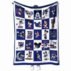 new york giants mickey minnie blue white blanket best selling