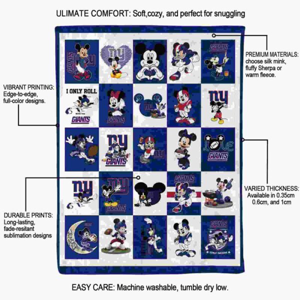 new york giants mickey minnie blue white blanket new arrival