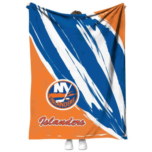 new york islanders brushstrokes blue white blanket best selling