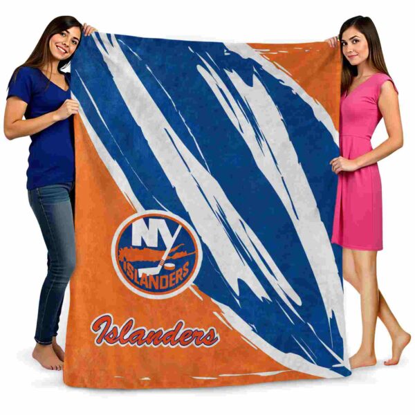 new york islanders brushstrokes blue white blanket fashion forward