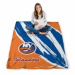 new york islanders brushstrokes blue white blanket high quality