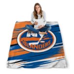new york islanders paint streaks blue white blanket high quality