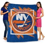 new york islanders splatter effect blue blanket best selling