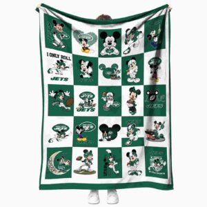 new york jets mickey minnie green white blanket best selling