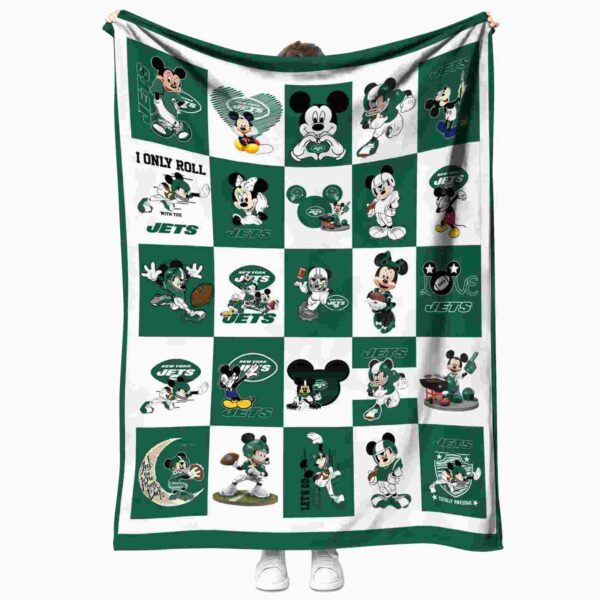 new york jets mickey minnie green white blanket best selling