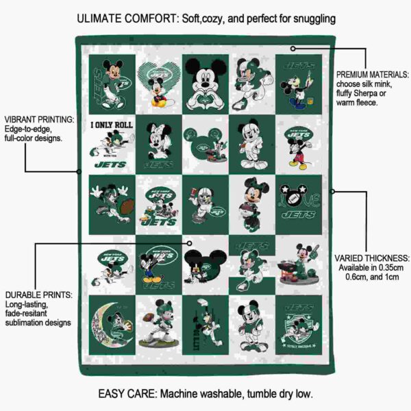 new york jets mickey minnie green white blanket new arrival