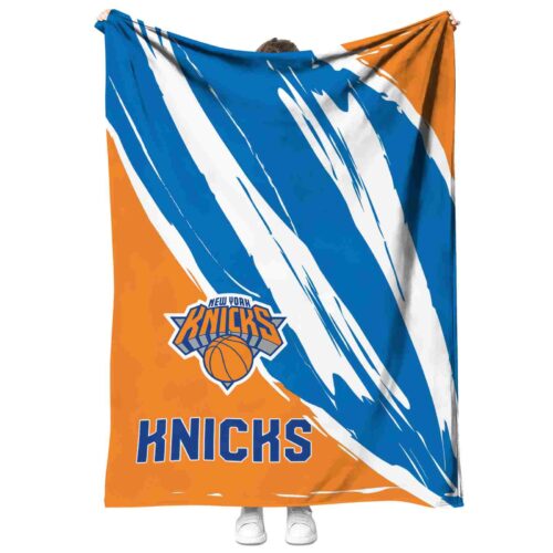 new york knicks brushstrokes blue white blanket best selling