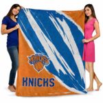 new york knicks brushstrokes blue white blanket fashion forward