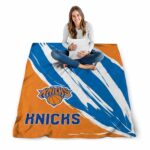 new york knicks brushstrokes blue white blanket high quality