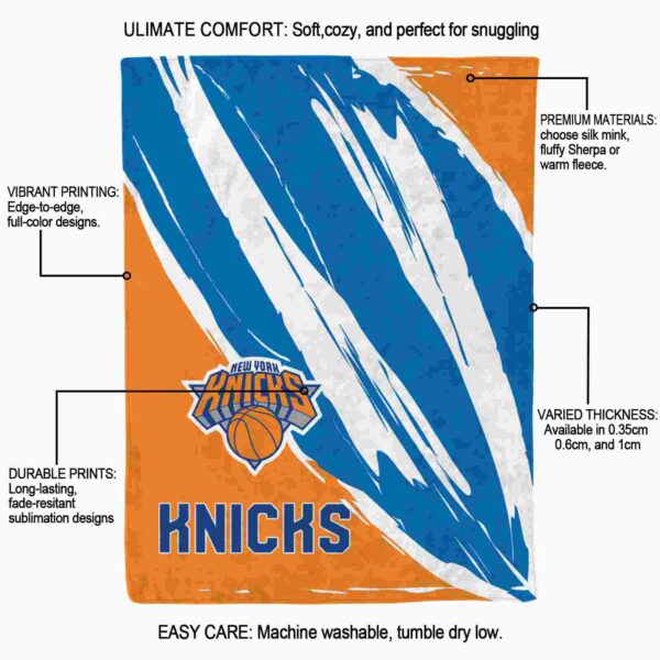 new york knicks brushstrokes blue white blanket new arrival