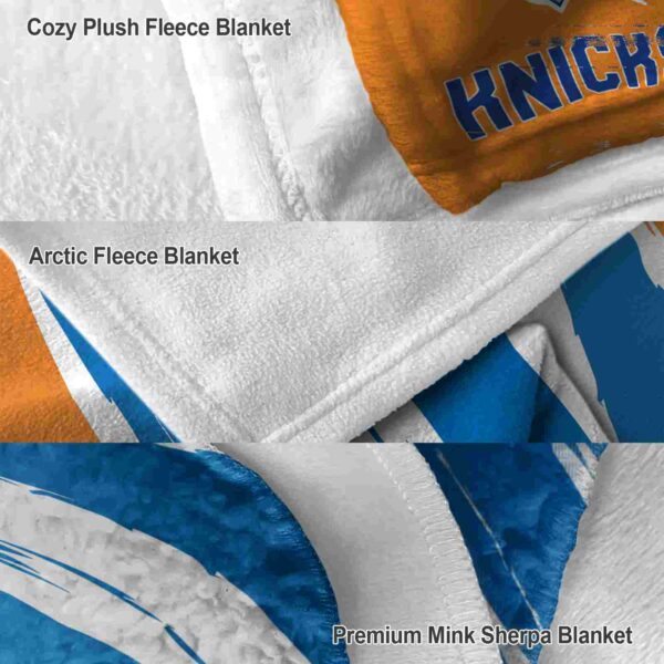 new york knicks brushstrokes blue white blanket premium grade