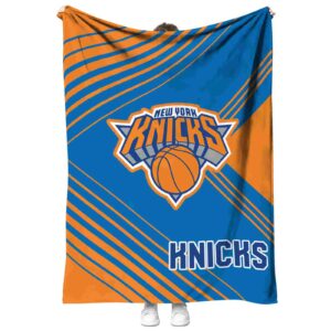 new york knicks diagonal stripes blue blanket best selling