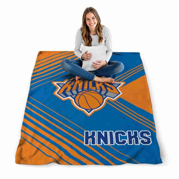 new york knicks diagonal stripes blue blanket high quality