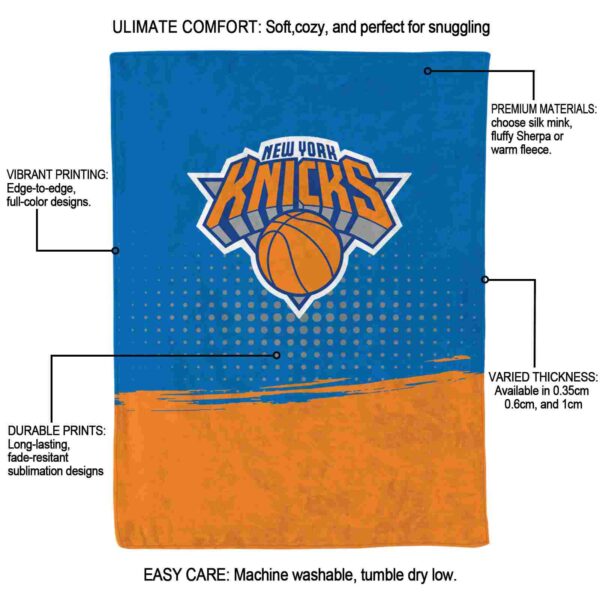 new york knicks gradient dots blue blanket new arrival