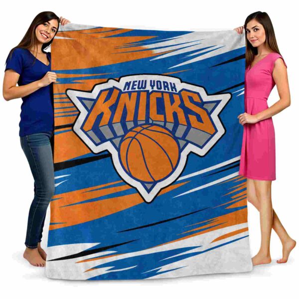 new york knicks paint streaks blue white blanket fashion forward