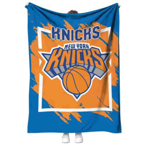 new york knicks splatter effect blue blanket best selling