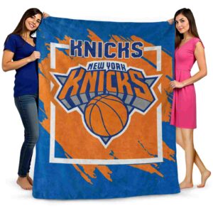 new york knicks splatter effect blue blanket fashion forward