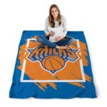 new york knicks splatter effect blue blanket high quality