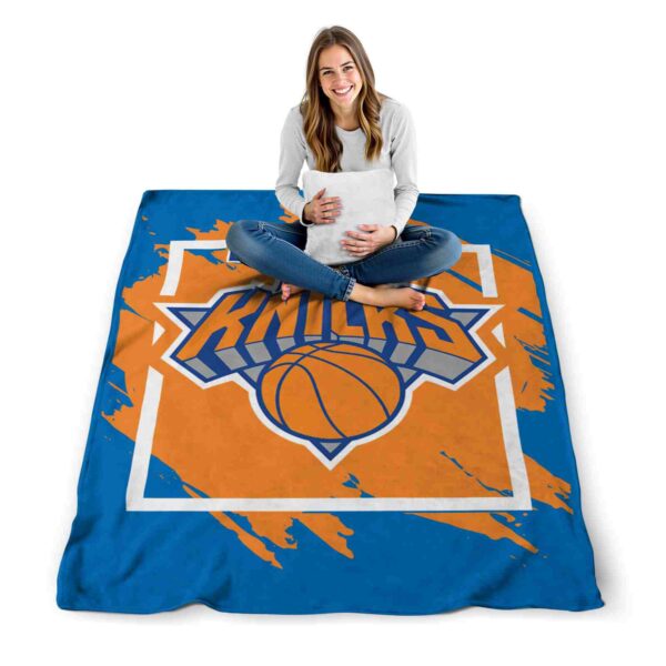new york knicks splatter effect blue blanket high quality