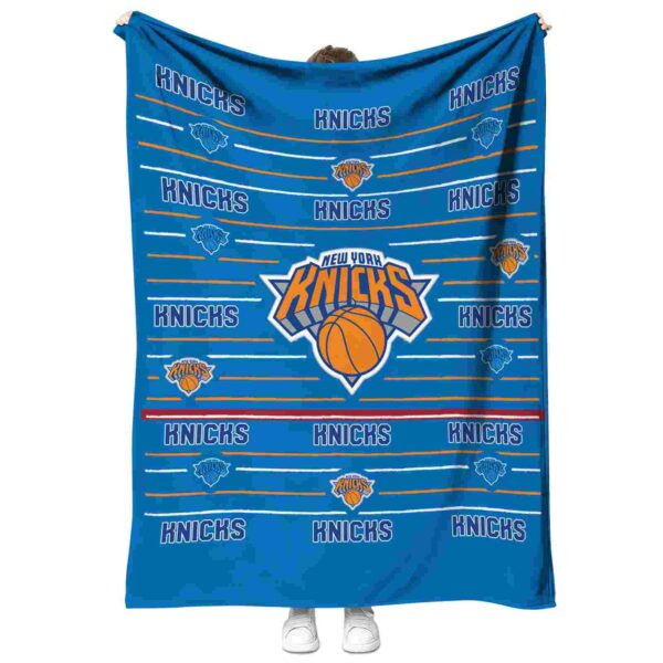 new york knicks striped pattern blue blanket best selling