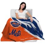 new york mets brushstrokes blue white blanket latest model