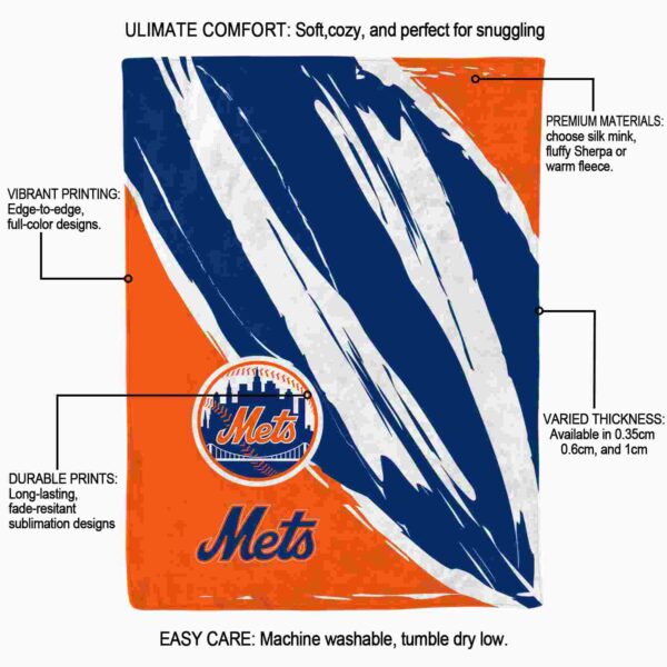 new york mets brushstrokes blue white blanket new arrival