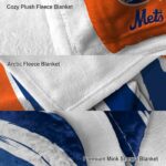 new york mets brushstrokes blue white blanket premium grade