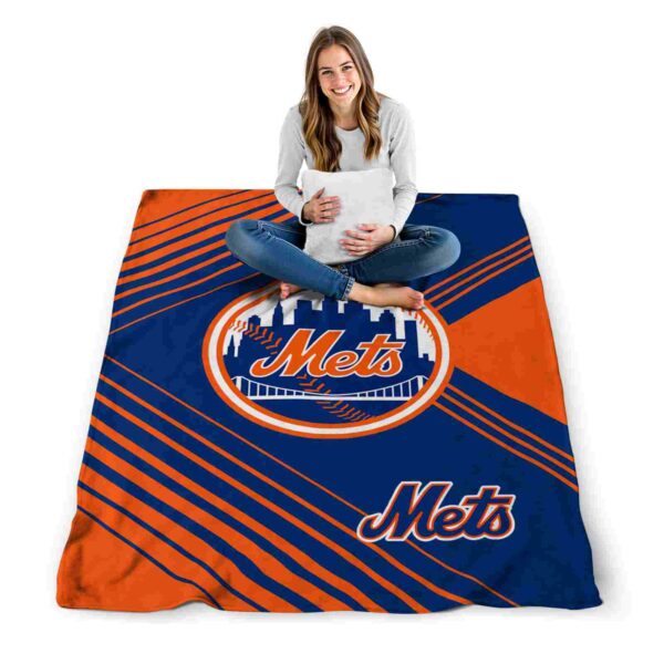 new york mets diagonal stripes blue blanket high quality