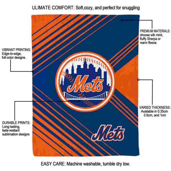 new york mets diagonal stripes blue blanket new arrival
