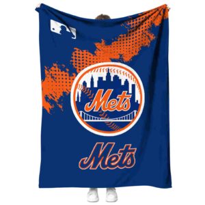 new york mets grunge texture blue blanket best selling