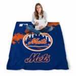 new york mets grunge texture blue blanket high quality